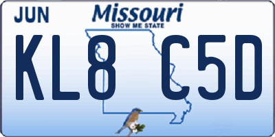 MO license plate KL8C5D