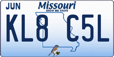 MO license plate KL8C5L