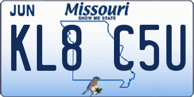 MO license plate KL8C5U