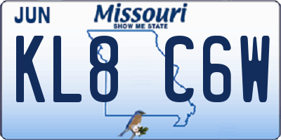 MO license plate KL8C6W