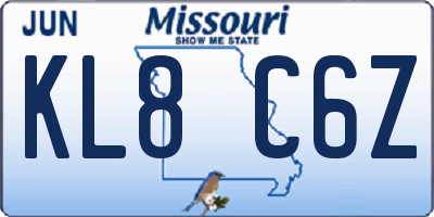 MO license plate KL8C6Z