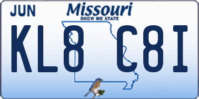 MO license plate KL8C8I