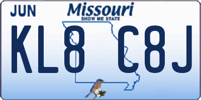 MO license plate KL8C8J