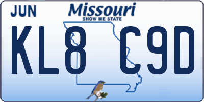 MO license plate KL8C9D