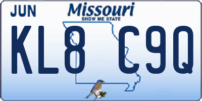 MO license plate KL8C9Q