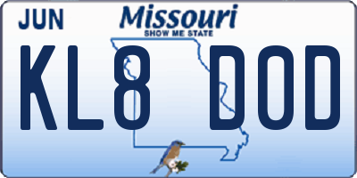 MO license plate KL8D0D