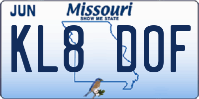 MO license plate KL8D0F