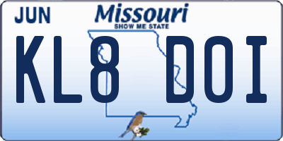 MO license plate KL8D0I