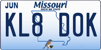 MO license plate KL8D0K
