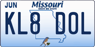 MO license plate KL8D0L