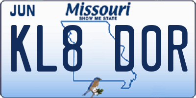 MO license plate KL8D0R