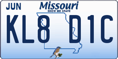 MO license plate KL8D1C