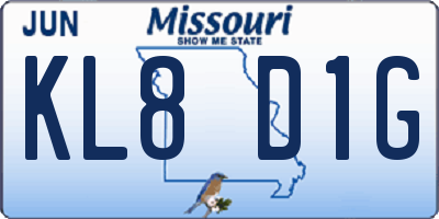 MO license plate KL8D1G