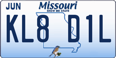 MO license plate KL8D1L