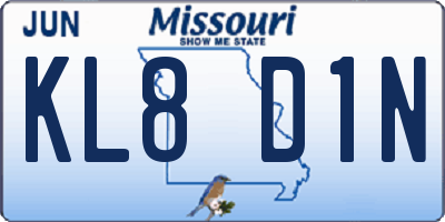 MO license plate KL8D1N