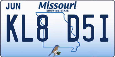 MO license plate KL8D5I