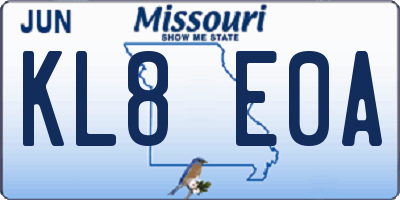 MO license plate KL8E0A