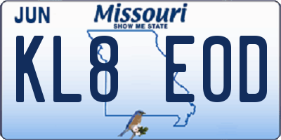 MO license plate KL8E0D