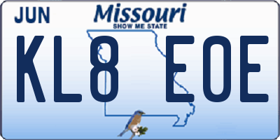 MO license plate KL8E0E