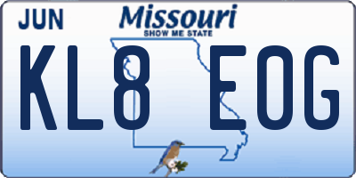 MO license plate KL8E0G