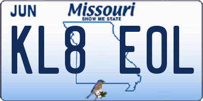 MO license plate KL8E0L