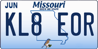 MO license plate KL8E0R