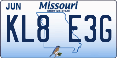 MO license plate KL8E3G