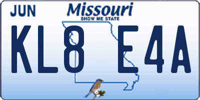 MO license plate KL8E4A