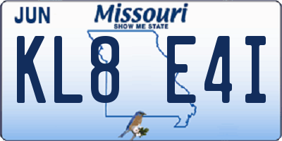 MO license plate KL8E4I