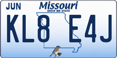 MO license plate KL8E4J
