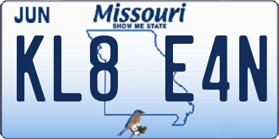 MO license plate KL8E4N