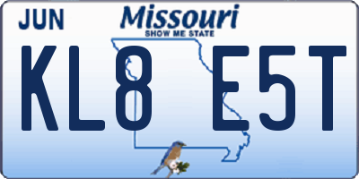 MO license plate KL8E5T