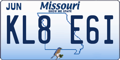 MO license plate KL8E6I