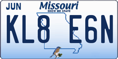 MO license plate KL8E6N