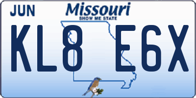MO license plate KL8E6X