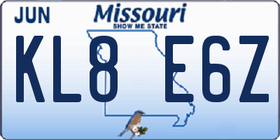 MO license plate KL8E6Z