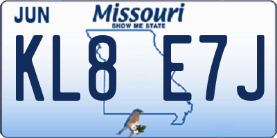 MO license plate KL8E7J