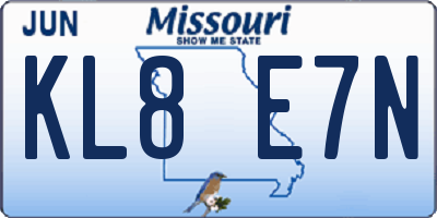 MO license plate KL8E7N