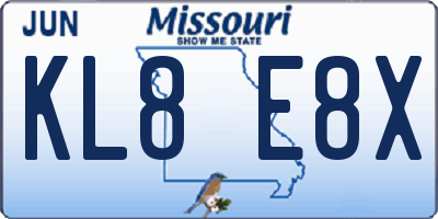 MO license plate KL8E8X
