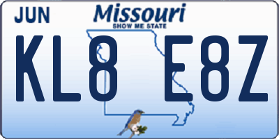 MO license plate KL8E8Z