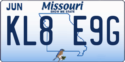 MO license plate KL8E9G