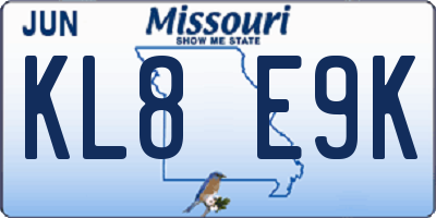 MO license plate KL8E9K
