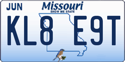 MO license plate KL8E9T