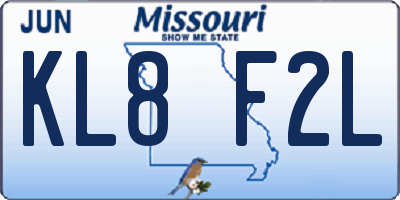 MO license plate KL8F2L