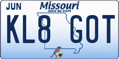 MO license plate KL8G0T
