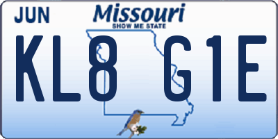 MO license plate KL8G1E