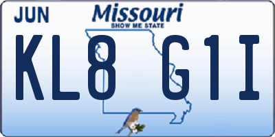 MO license plate KL8G1I