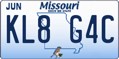 MO license plate KL8G4C