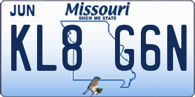 MO license plate KL8G6N