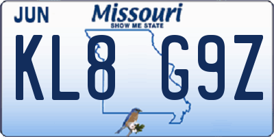 MO license plate KL8G9Z